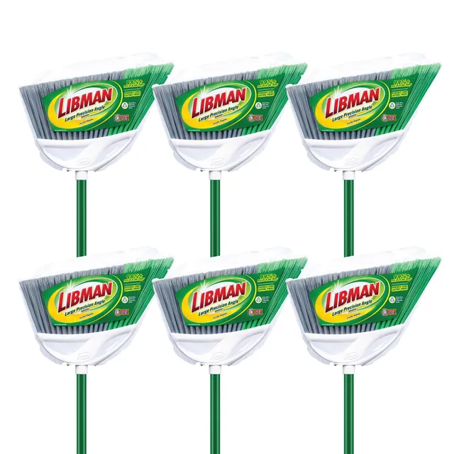 libman-commercial-205-large-precision-angle-broom-steel-handle-13-wide-green-and image 1