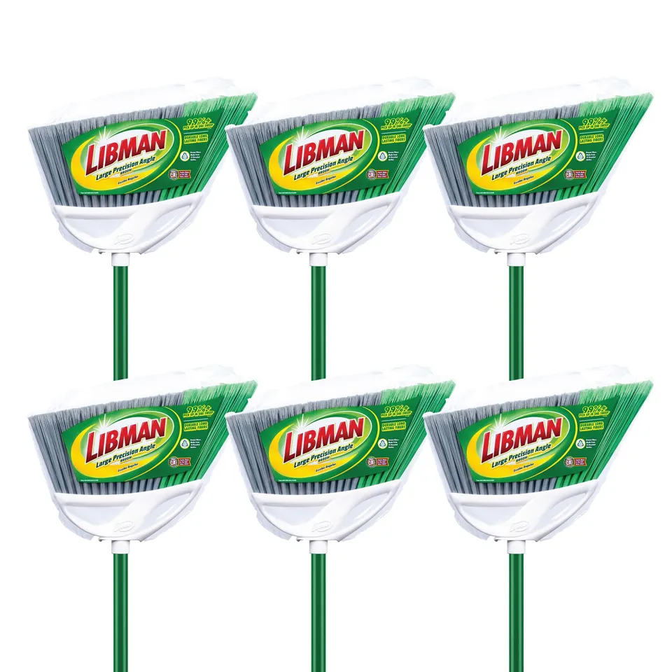 libman-commercial-205-large-precision-angle-broom-steel-handle-13-wide-green-and image 1