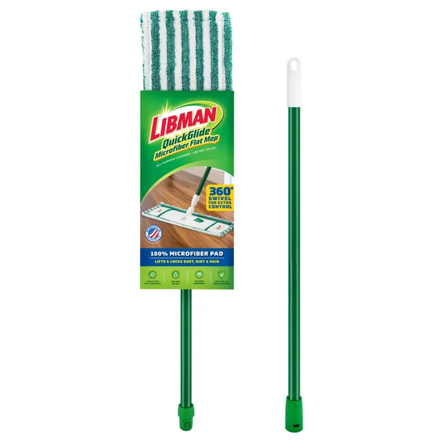 libman-quickglide-microfiber-flat-mop-wet-dry-360-swivel-head-reusable-pad image 1