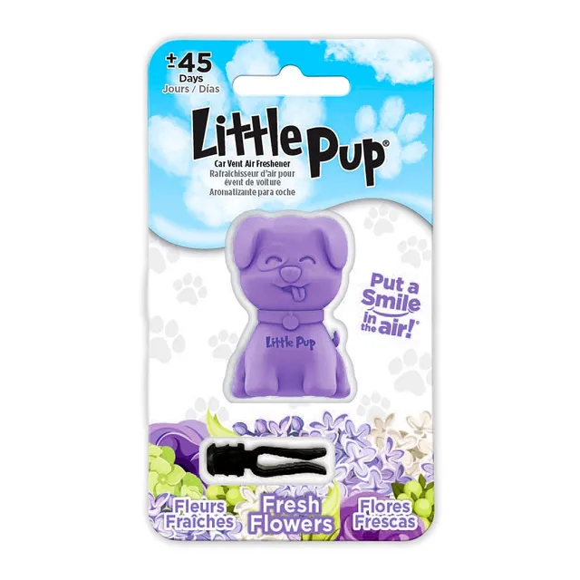 stoner-little-pup-car-air-freshener-fresh-flowers-scent-clip-on-made-in-italy image 1