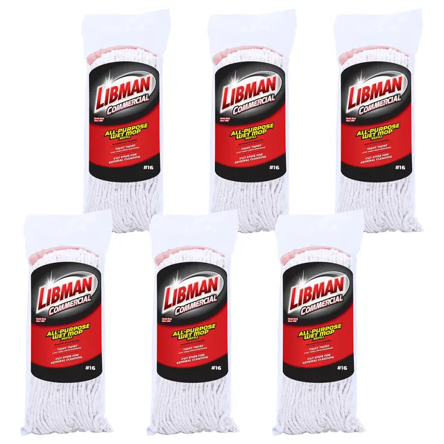 libman-commercial-16-cut-end-cotton-mop-head-6-pack-model-974 image 1