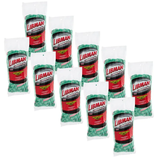 libman-commercial-2121-medium-microfiber-wet-mop-head-green-pack-of-10 image 1