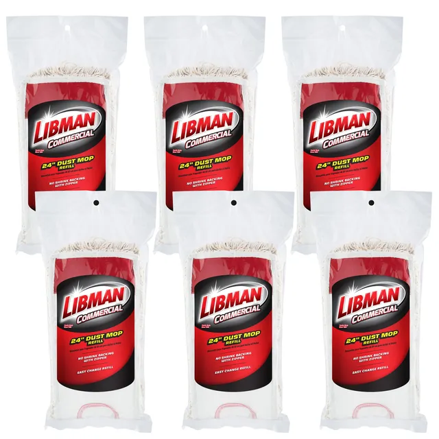 libman-commercial-923-24-dust-mop-head-100-cotton-white-6-pack-fits-24-frames image 1