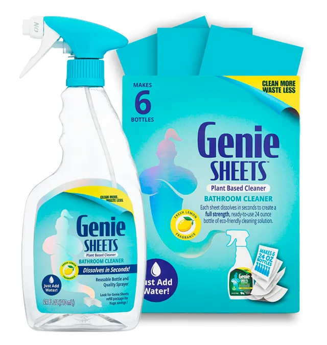 microfiber-wholesale-genie-bathroom-cleaning-sheets-6-per-pack-with-bottle image 1