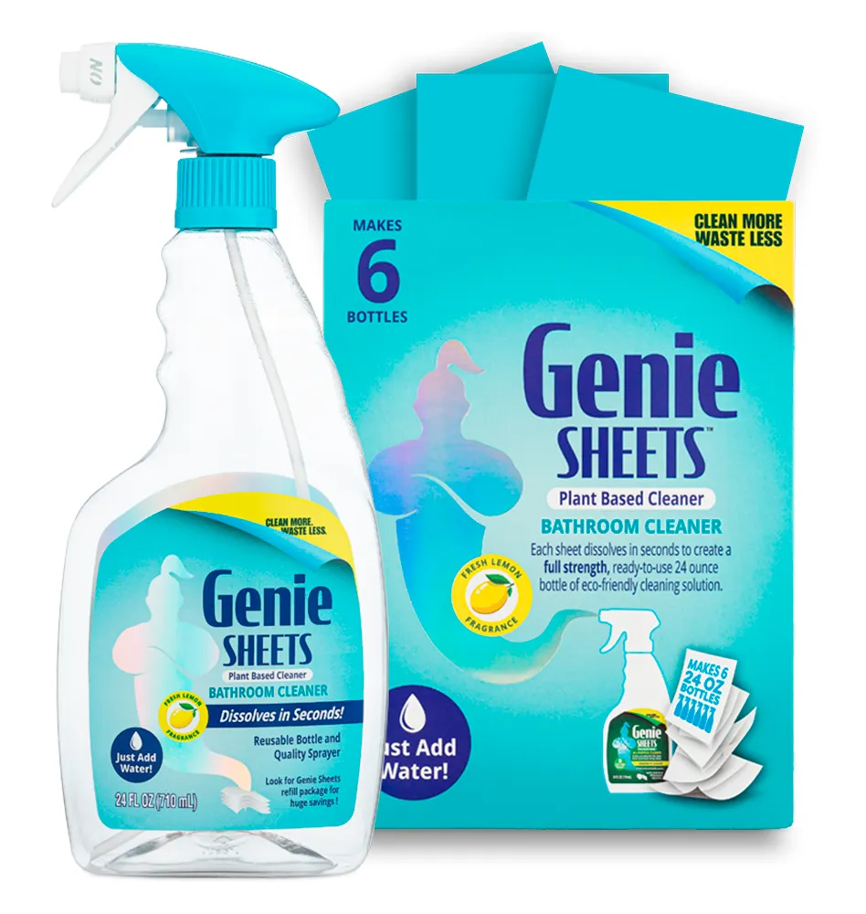 microfiber-wholesale-genie-bathroom-cleaning-sheets-6-per-pack-with-bottle image 1