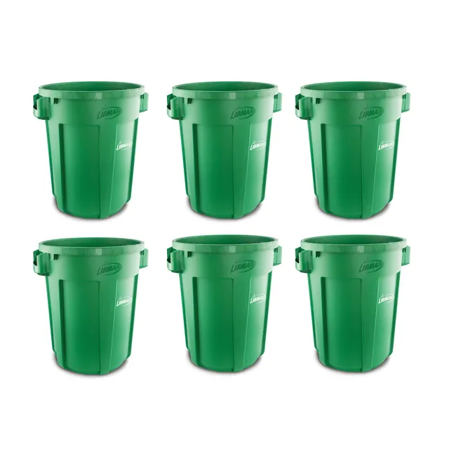 libman-commercial-32-gallon-green-trash-bin-6-pack-with-secure-lid-locks-indoor- image 1