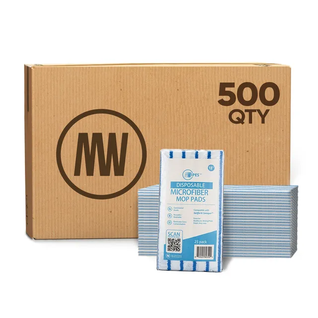 microfiber-wholesale-18-mwipes-disposable-mop-pad-blue-stripe-25-pack-case-of-20 image 1