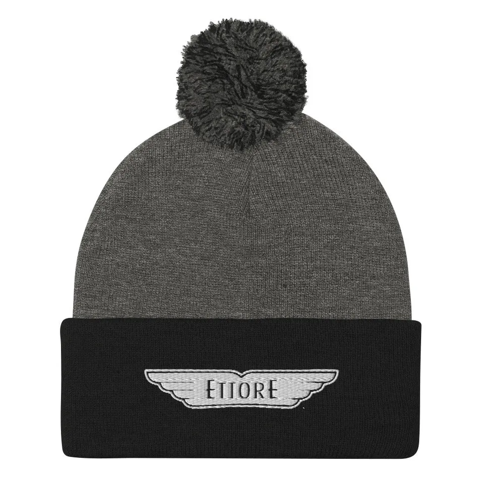 ettore-pom-pom-beanie-classic-embroidered-acrylic-winter-hat-with-pom-pom-one-si image 1