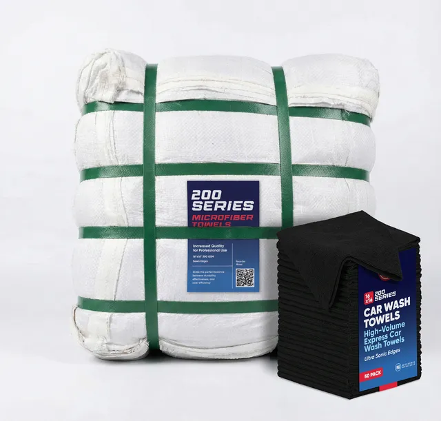 microfiber-wholesale-16x16-200-gsm-microfiber-car-wash-towel-black-blue-case-of- image 1