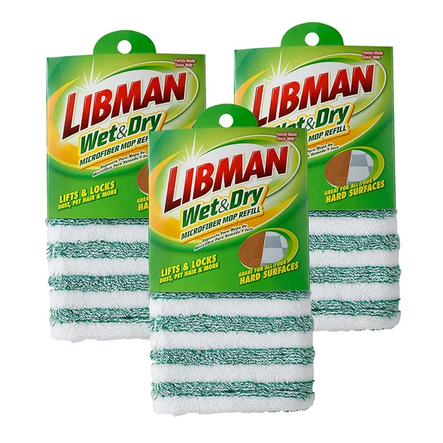 libman-microfiber-wet-dry-mop-refills-3-pads-machine-washable-360-rotation-for-h image 1