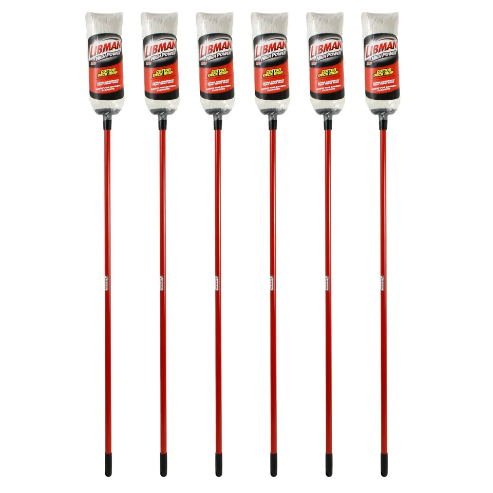 libman-commercial-977-cotton-deck-mop-16-oz-mop-head-red-steel-handle-pack-of-6 image 1