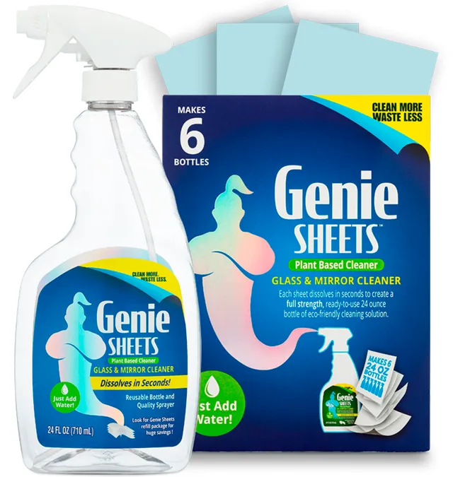 microfiber-wholesale-genie-sheets-glass-cleaning-sheets-6-per-pack-with-spray-bo image 1