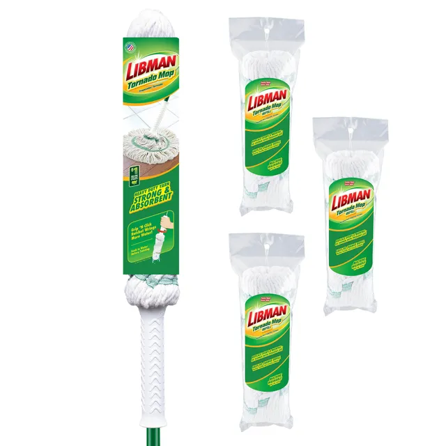 libman-tornado-self-wringing-mop-with-3-refills-cotton-mop-head-machine-washable image 1