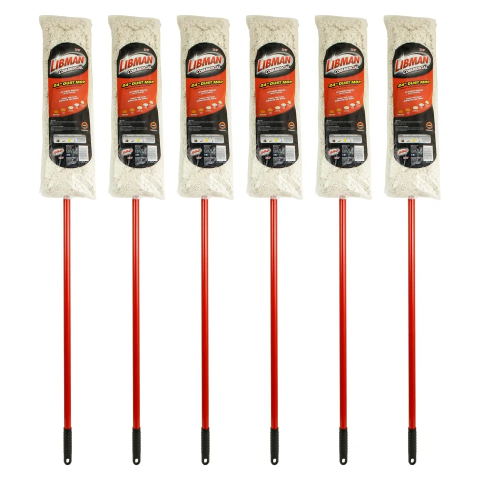 libman-commercial-922-24-dust-mop-100-cotton-red-and-white-pack-of-6 image 1
