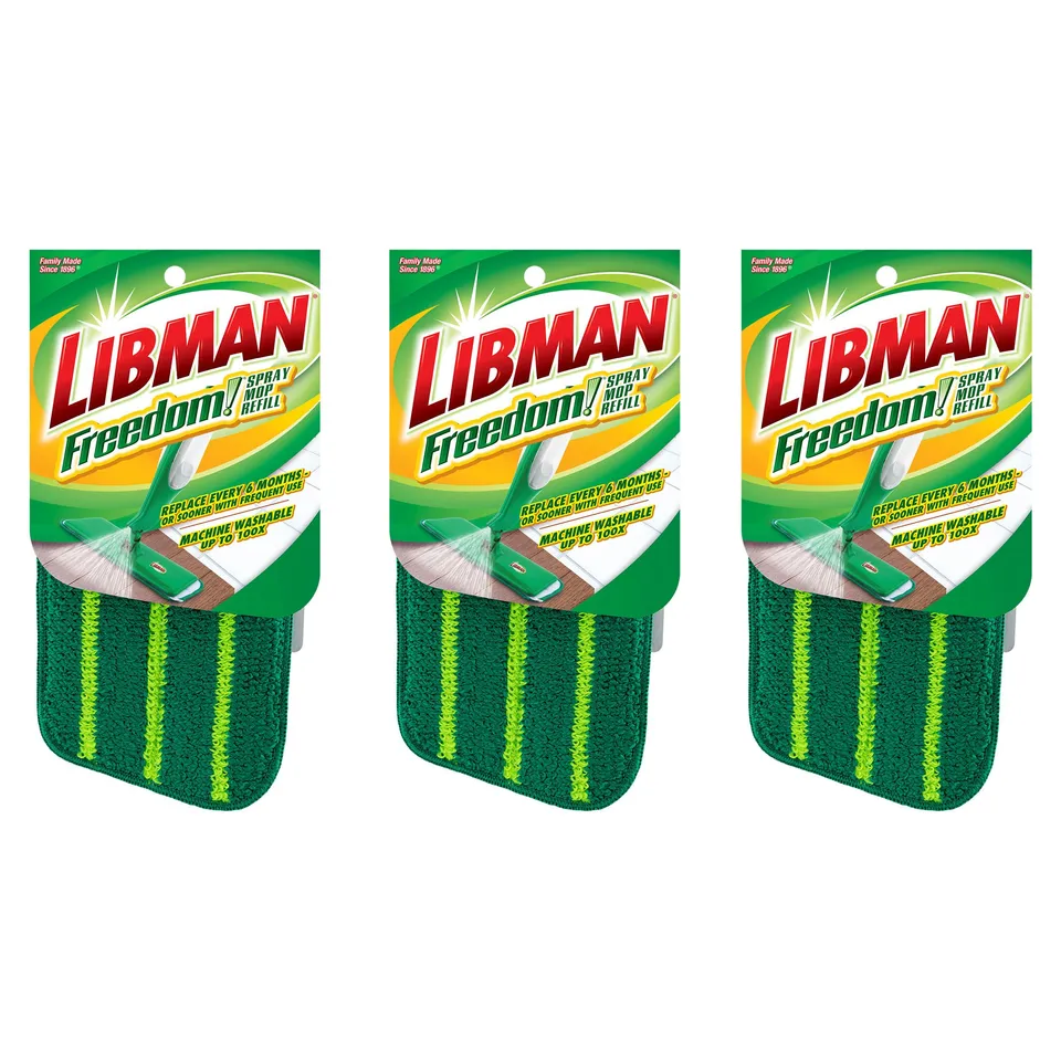 libman-freedom-spray-mop-refill-3-microfiber-pads-velcro-attachment-machine-wash image 1