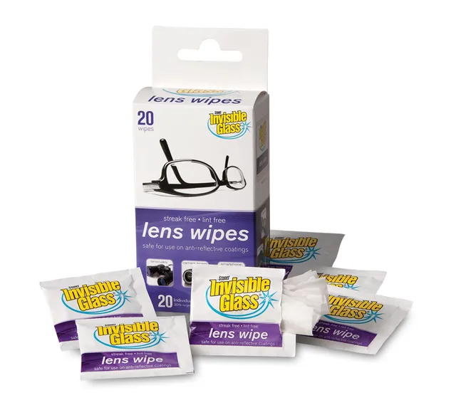 invisible-glass-lens-wipes-20-count-ammonia-free-for-eyeglasses-phones-cameras image 1