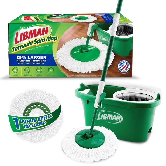 libman-tornado-spin-mop-system-with-1-refill-2-heads-total-mop-and-bucket-with-w image 1