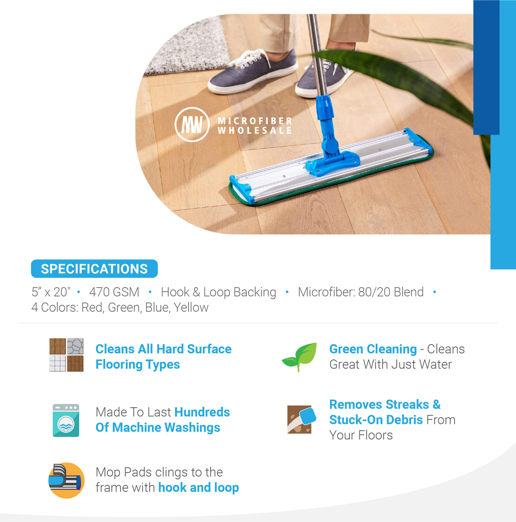 microfiber-wholesale-18-color-coded-microfiber-wet-mop-pads-3-pack image 2