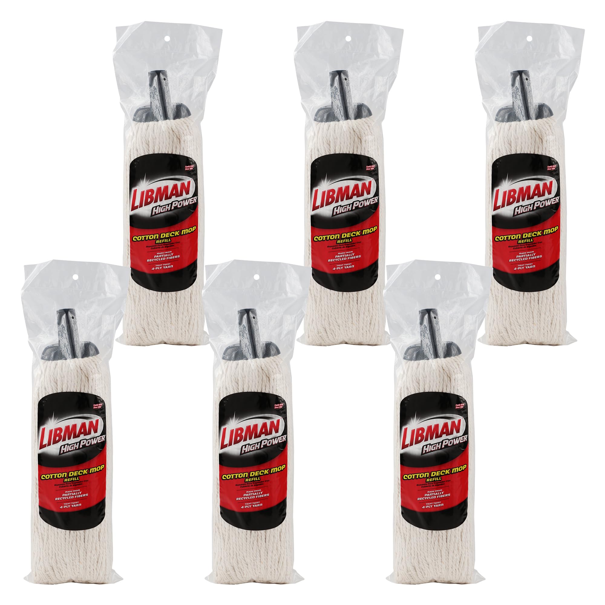 libman-commercial-944-cotton-deck-mop-refill-cotton-blend-16-oz-pack-of-6 image 1