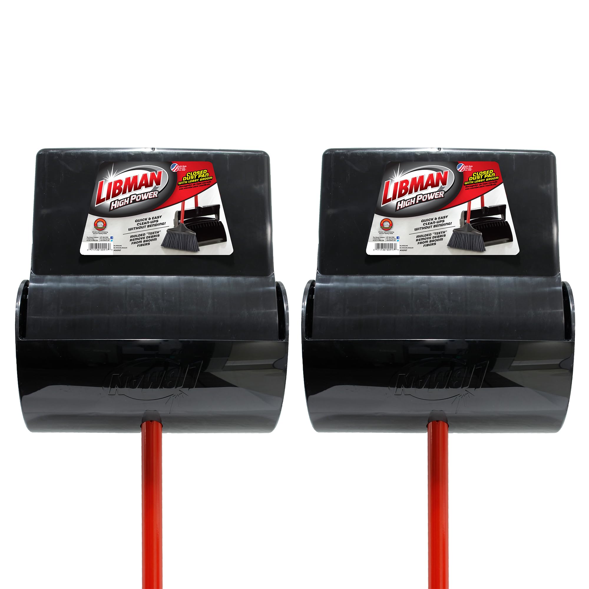 libman-commercial-917-lobby-dust-pan-and-broom-set-closed-lid-black-red-pack-of- image 1
