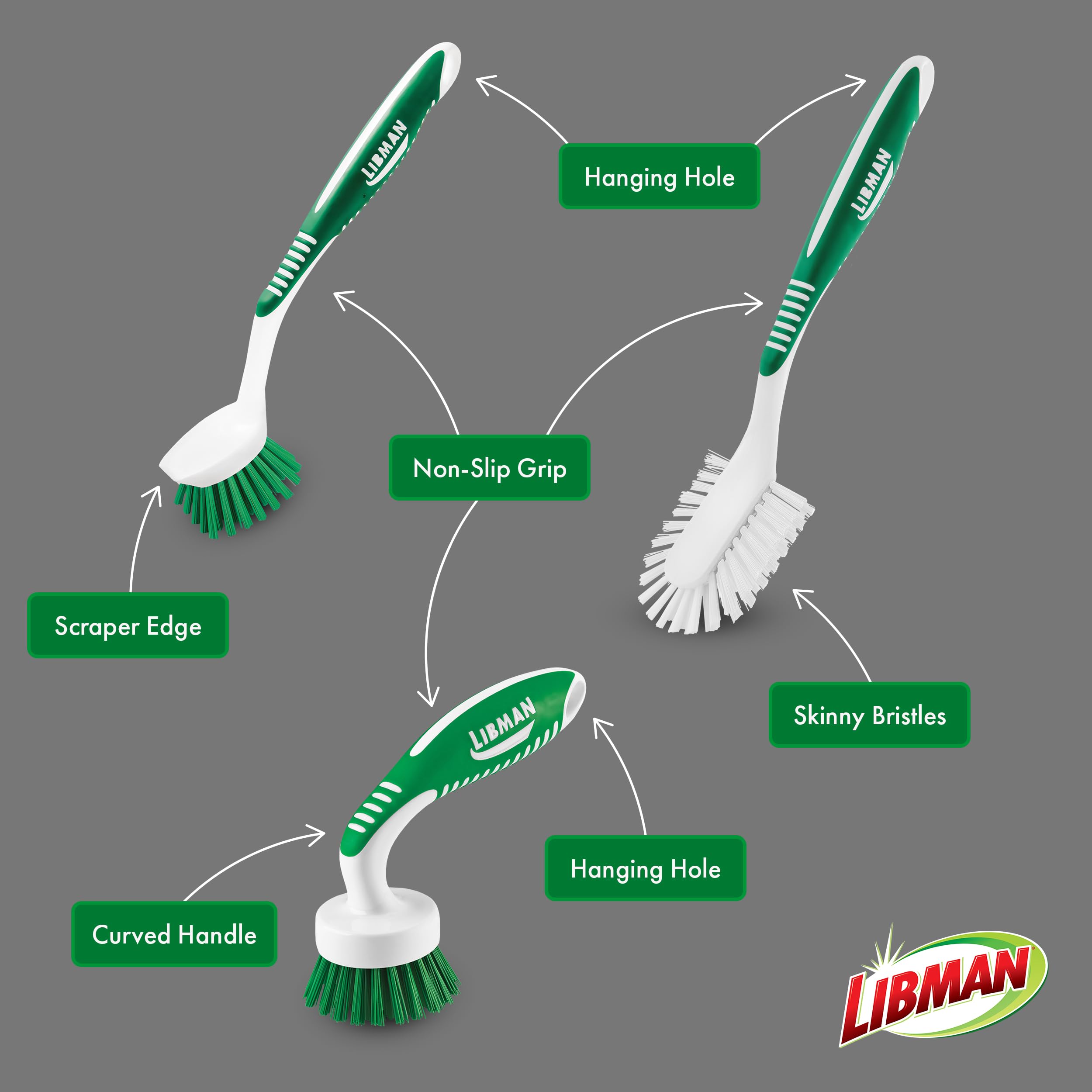 libman-green-white-cleaning-brush-kit-3-piece-set-curved-dish-brush-all-purpose- image 4