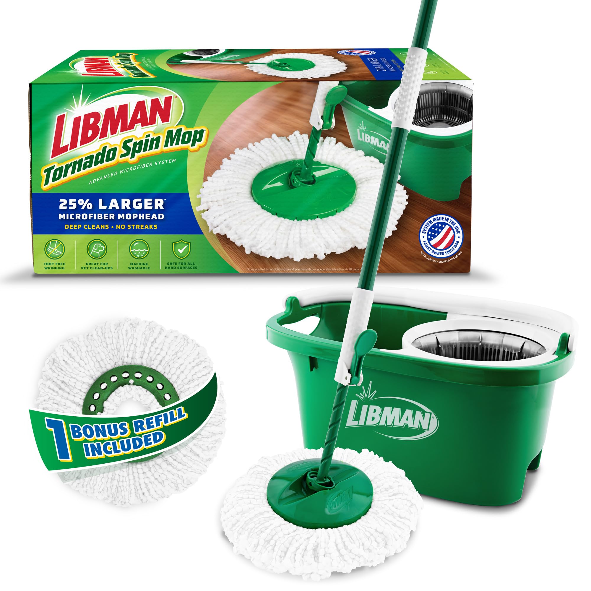 libman-tornado-spin-mop-system-with-1-refill-2-heads-total-mop-and-bucket-with-w image 1