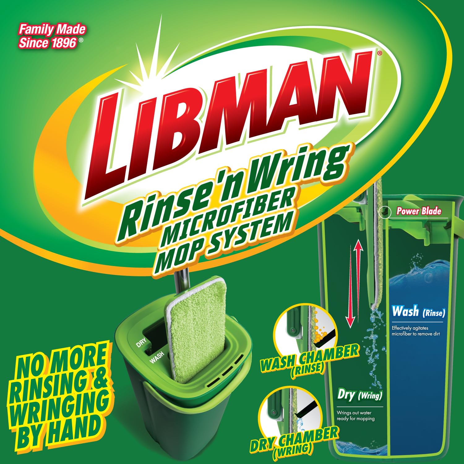 libman-rinse-n-wring-mop-and-bucket-system-4-microfiber-pads-dual-chamber-power- image 2