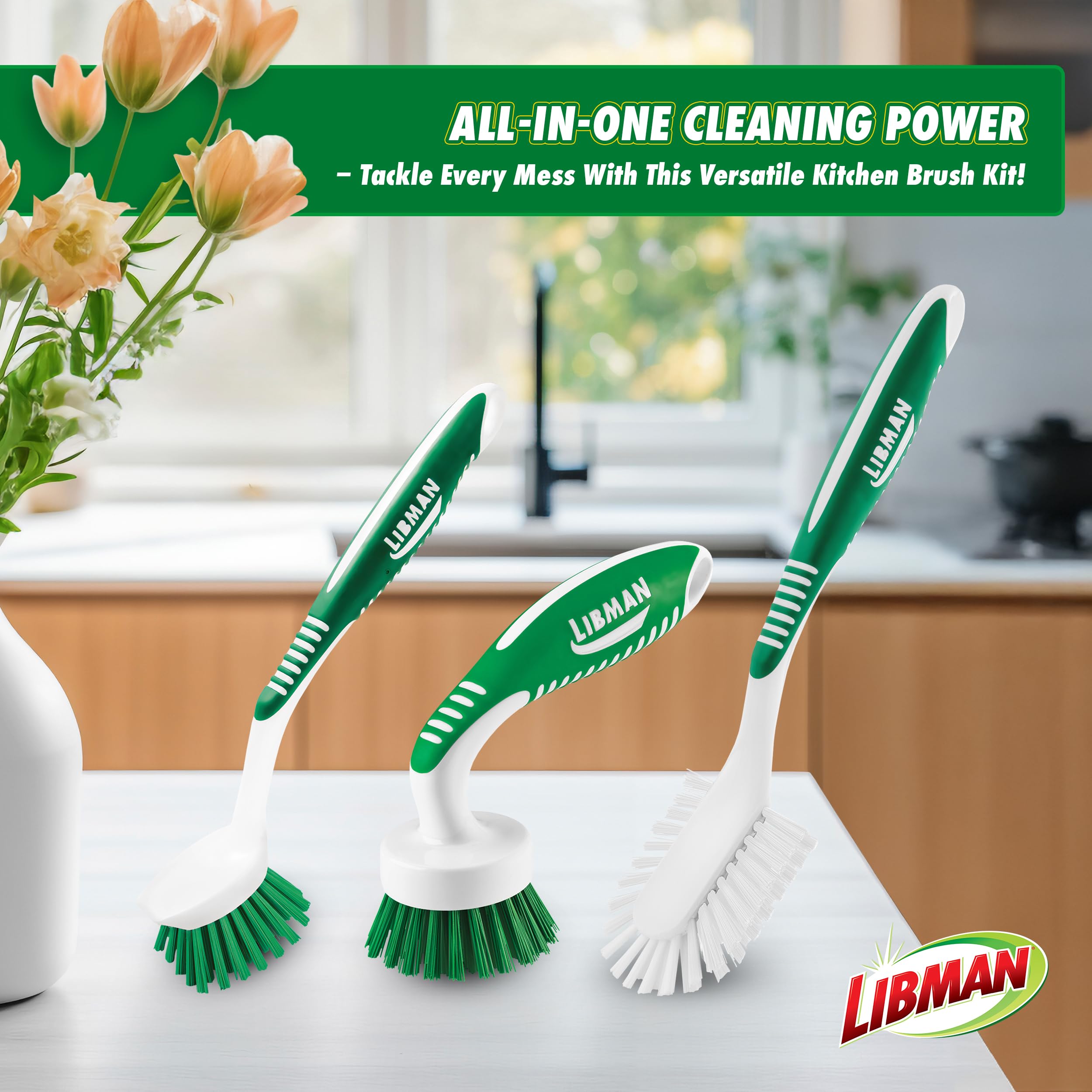 libman-green-white-cleaning-brush-kit-3-piece-set-curved-dish-brush-all-purpose- image 2
