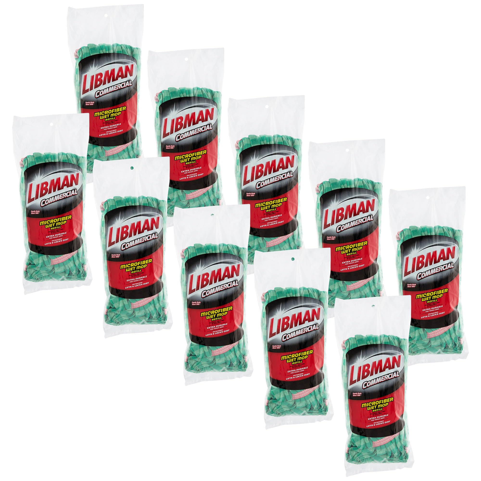 libman-commercial-2121-medium-microfiber-wet-mop-head-green-pack-of-10 image 1
