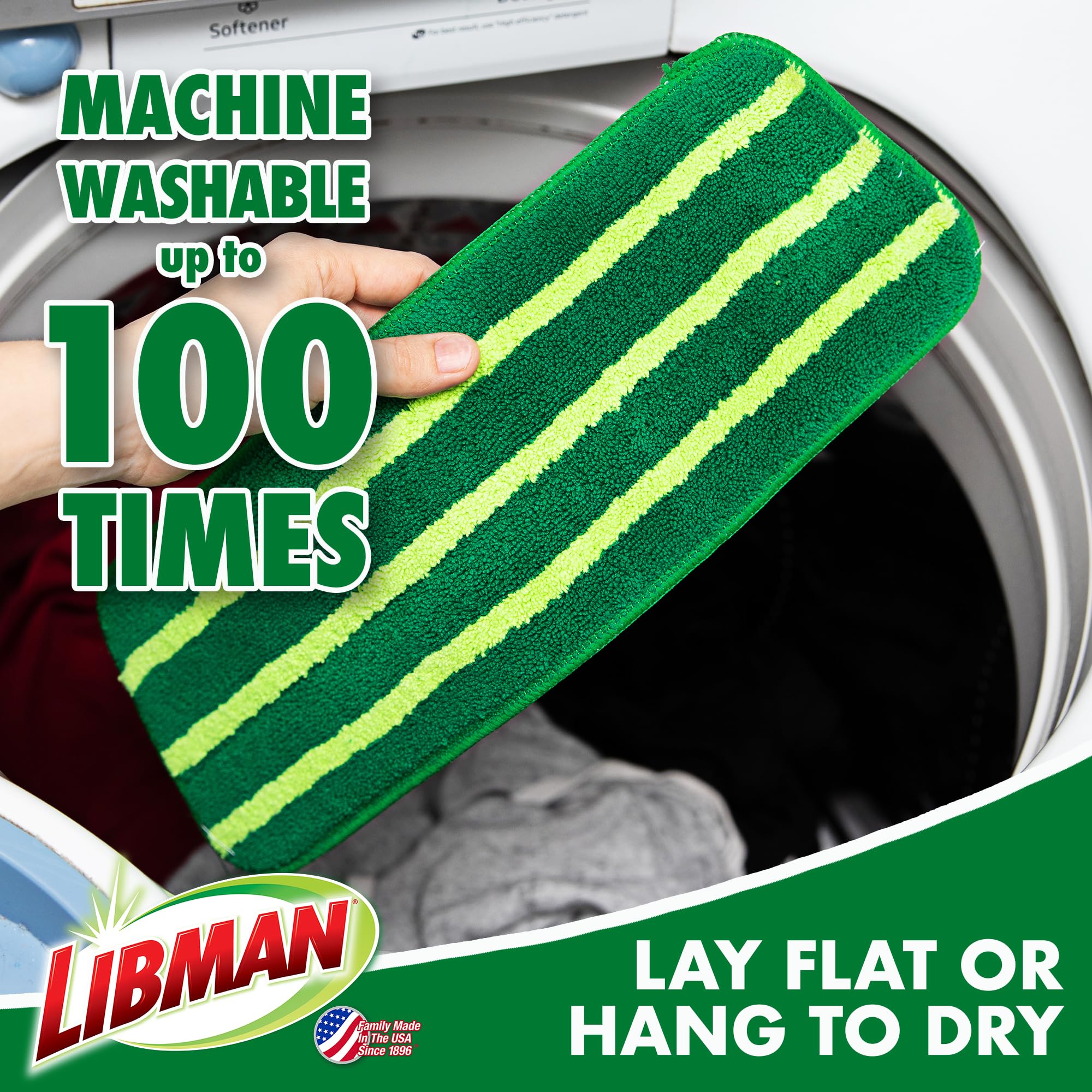 libman-freedom-spray-mop-refill-3-microfiber-pads-velcro-attachment-machine-wash image 4