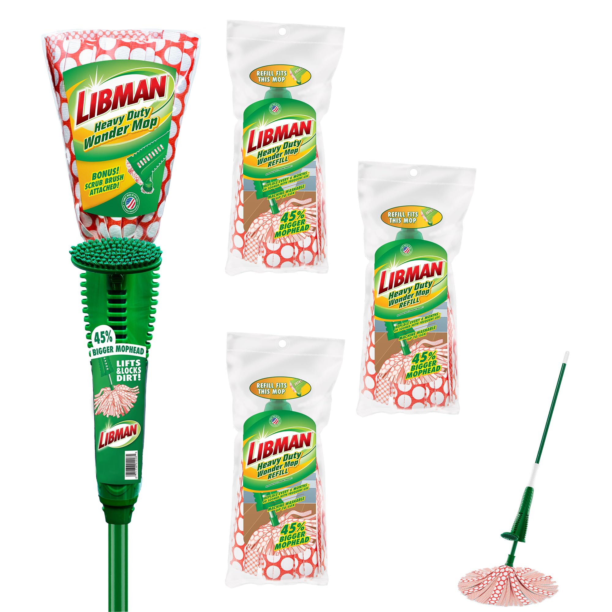 libman-heavy-duty-wonder-mop-plus-3-refill-heads-absorbent-microfiber-self-wring image 1
