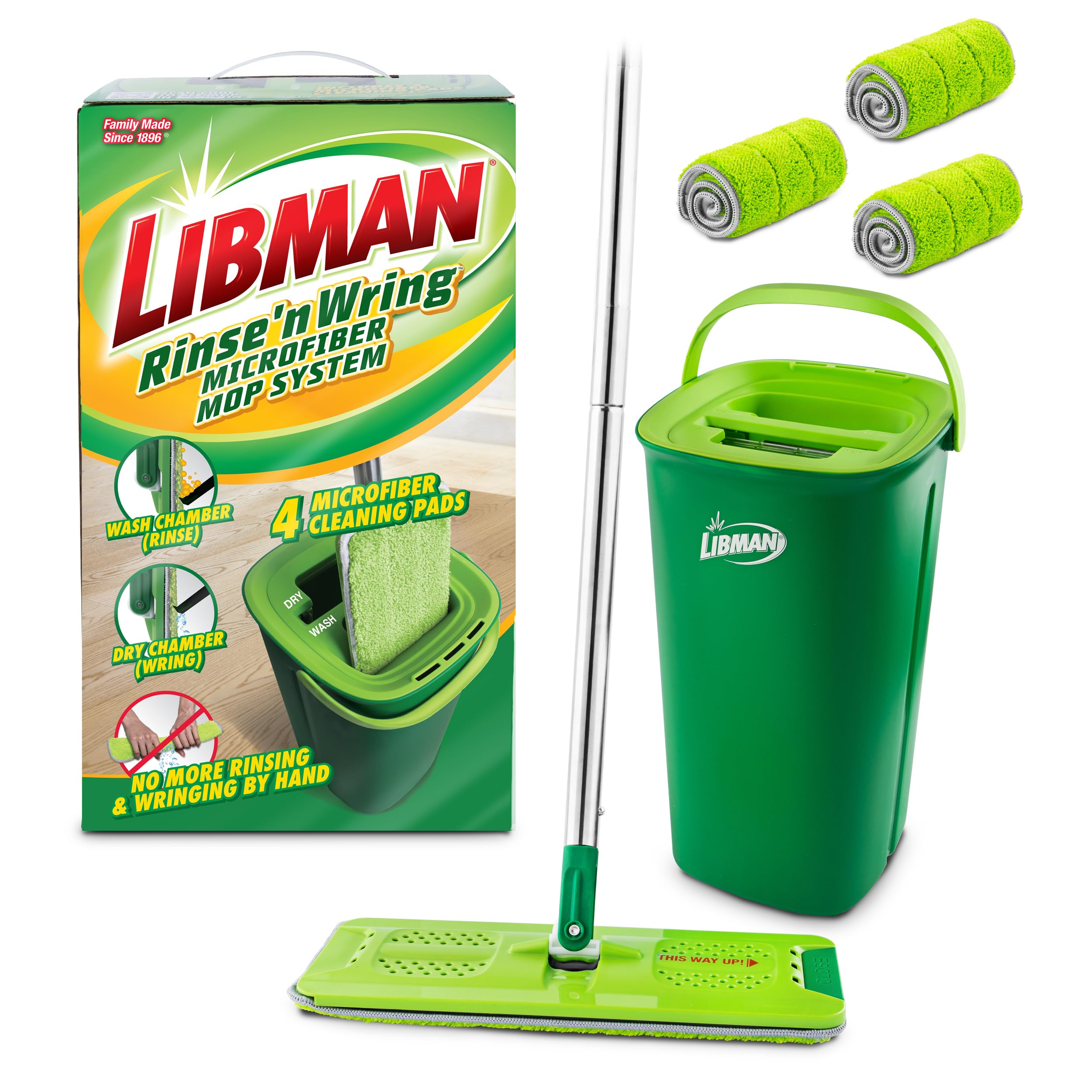 libman-rinse-n-wring-mop-and-bucket-system-4-microfiber-pads-dual-chamber-power- image 1