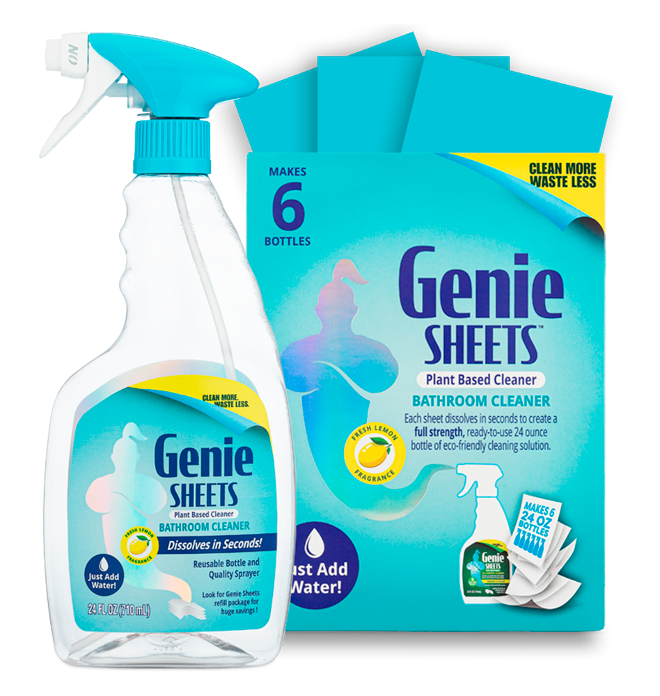 microfiber-wholesale-genie-bathroom-cleaning-sheets-6-per-pack-with-bottle image 1