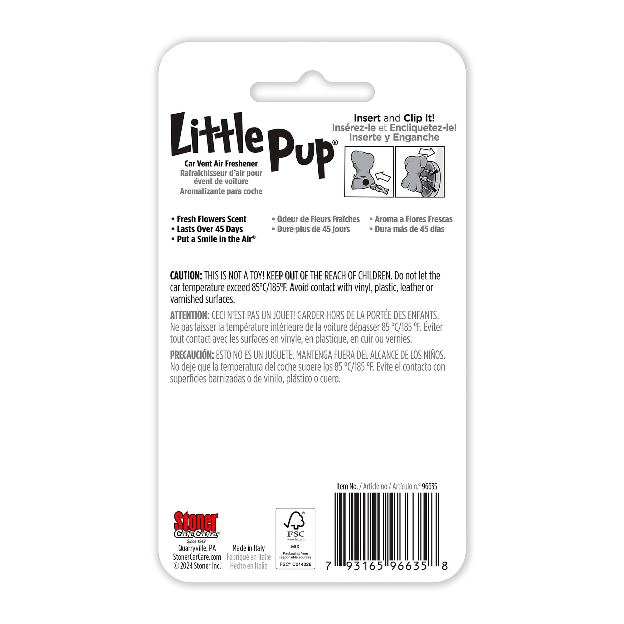 stoner-little-pup-car-air-freshener-fresh-flowers-scent-clip-on-made-in-italy image 5
