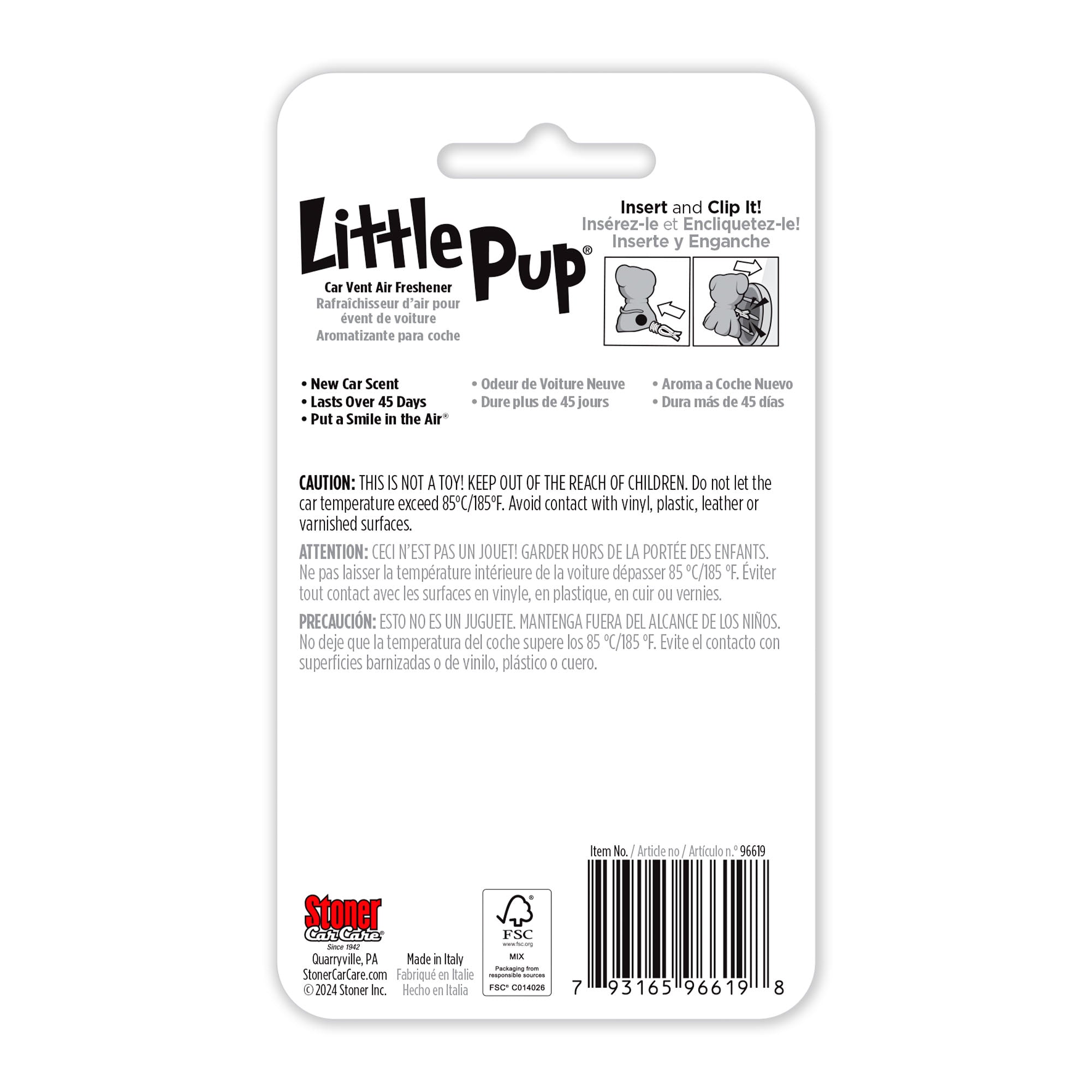 stoner-little-pup-car-air-freshener-new-car-scent-clip-on-made-in-italy image 4