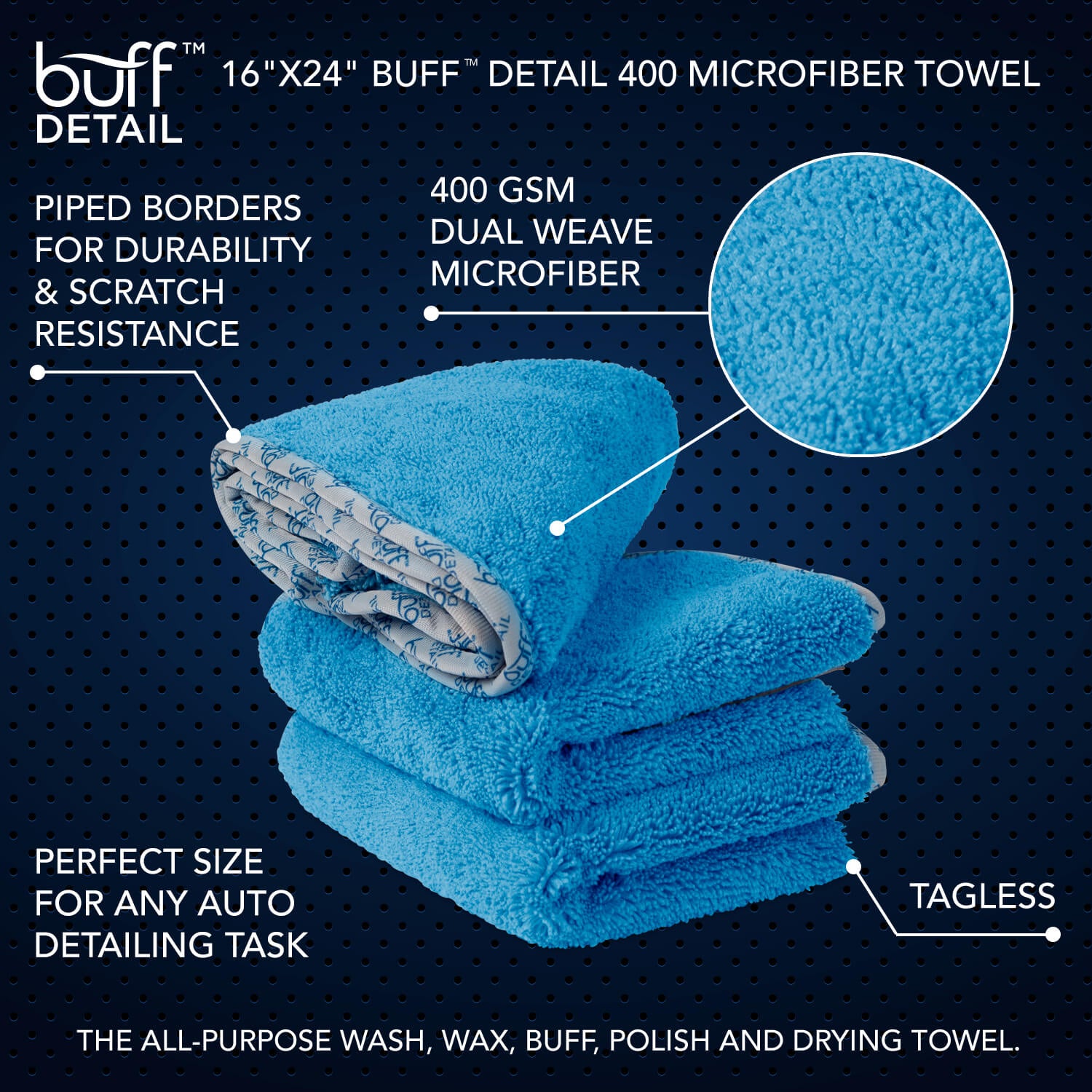 microfiber-wholesale-buff-detail-400-gsm-microfiber-towel-16-x-24 image 2