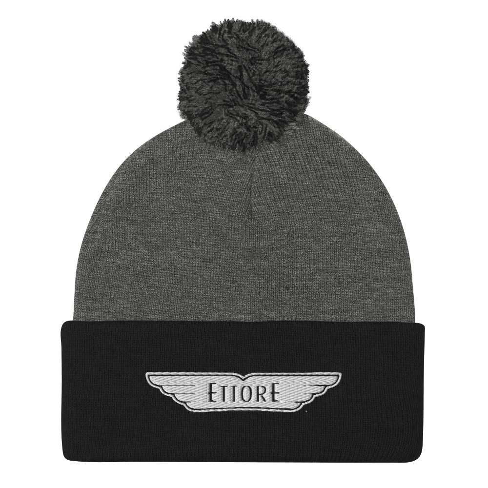 ettore-pom-pom-beanie-classic-embroidered-acrylic-winter-hat-with-pom-pom-one-si image 1